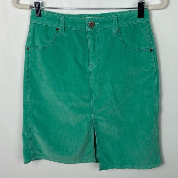 Gap Green Corduroy Pencil Skirt Cord Stretch Size Medium Retro 90s Hippie Y2K M‎ - Picture 6 of 7